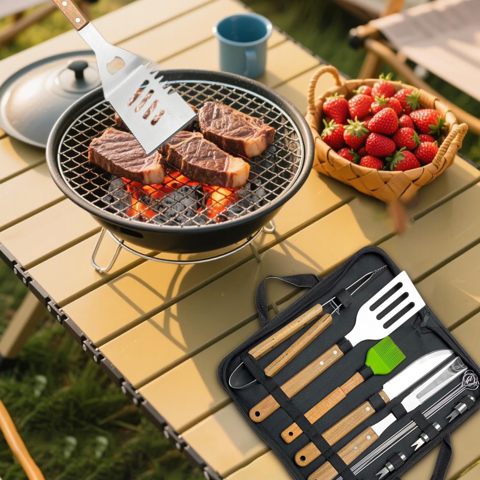 Set Di Utensili Per Barbecue Per Griglia BBQ In Acciaio