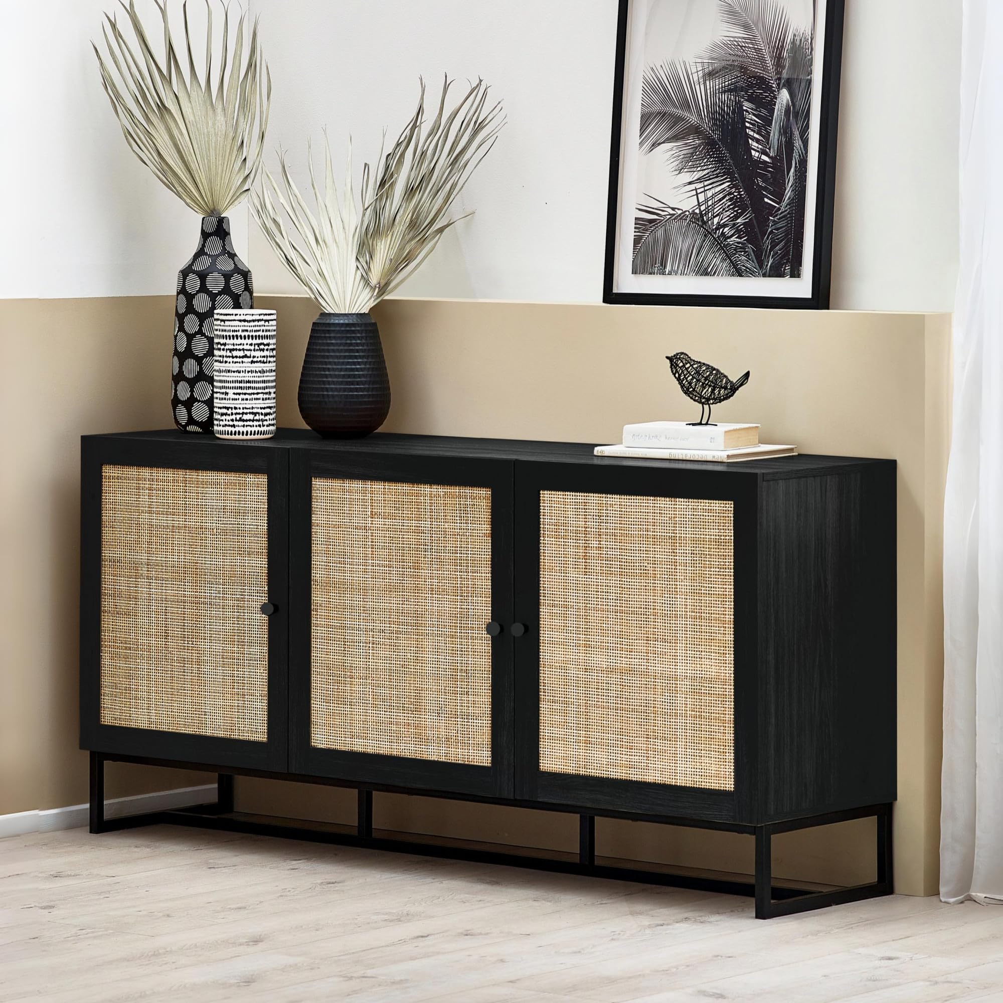 Julian Bowen Black Padstow Sideboard