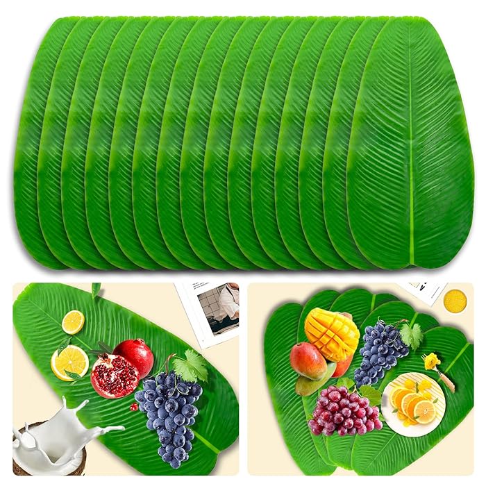 Buy HOMSHIAM 15PCS Large Artificial Tropical Banana Leaves,Hawaiian
