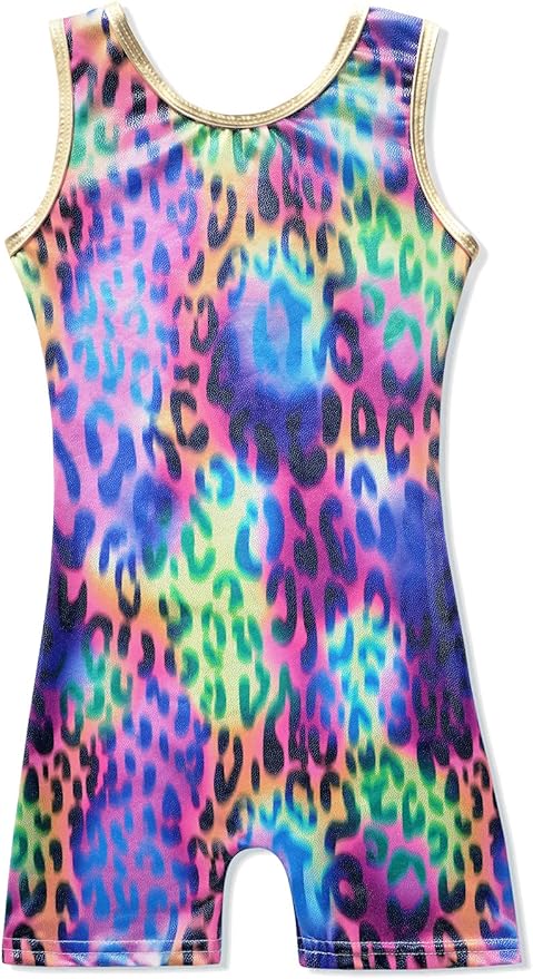 HOZIY Girls Gymnastics Leotards for Kids Tumbling Outfits Biketard Sparkle Adorable Pattern