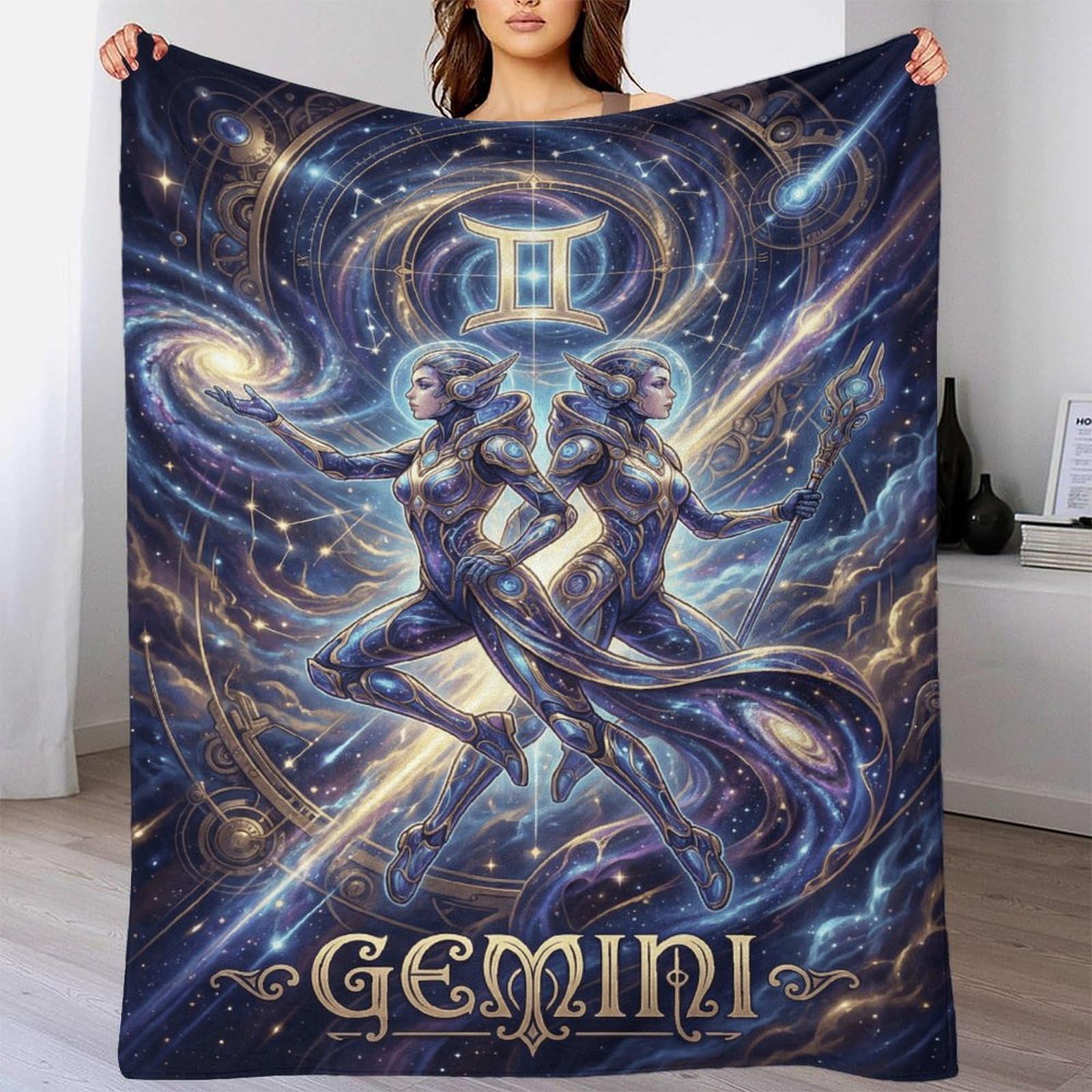 W7C8U2X3 Gemini Zodiac for for Flannel Throw Blanket, Bed Bedroom Sofa