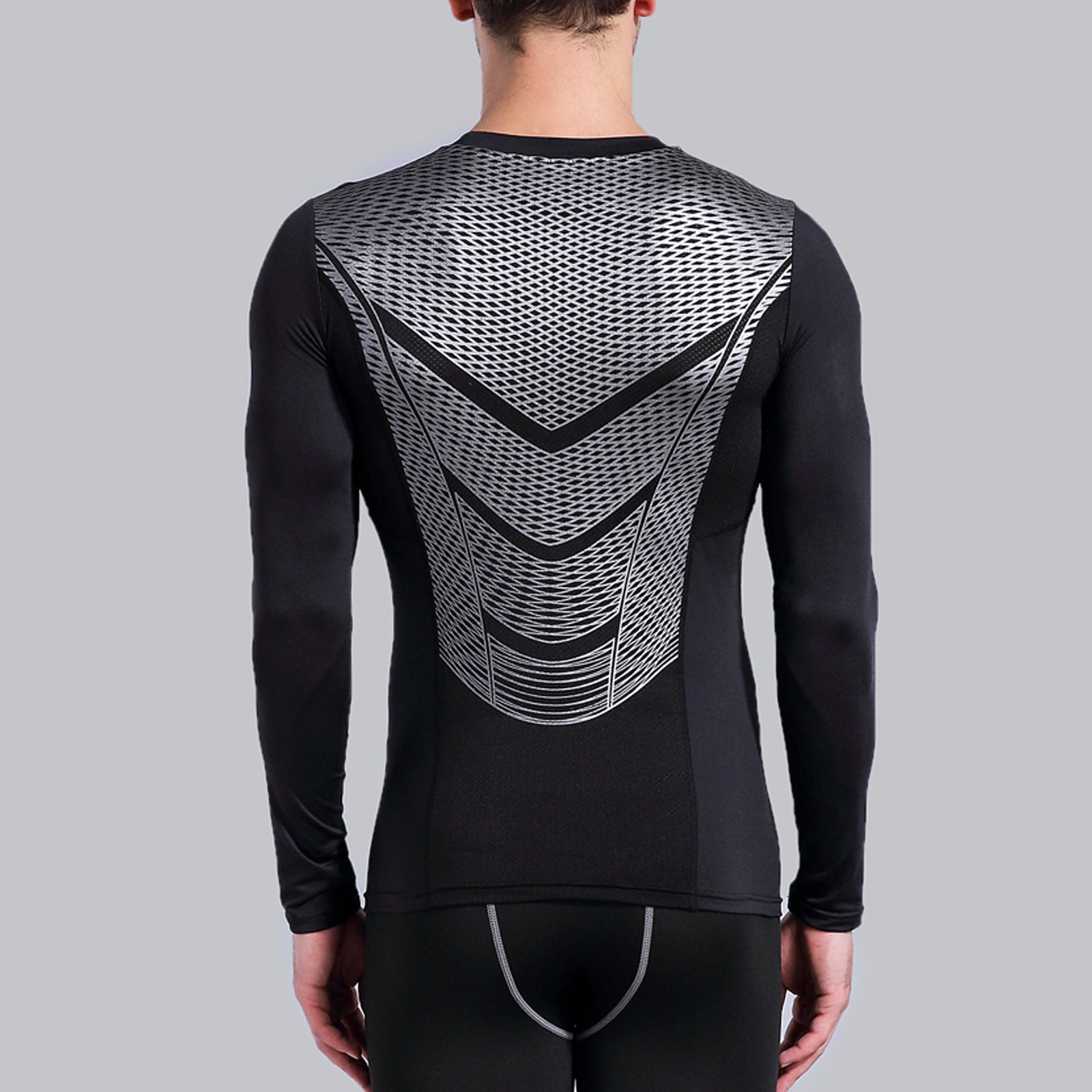 AMZSPORT Maglia Compressione Uomo Maglietta Termica Manica Lunga per Ciclismo Running