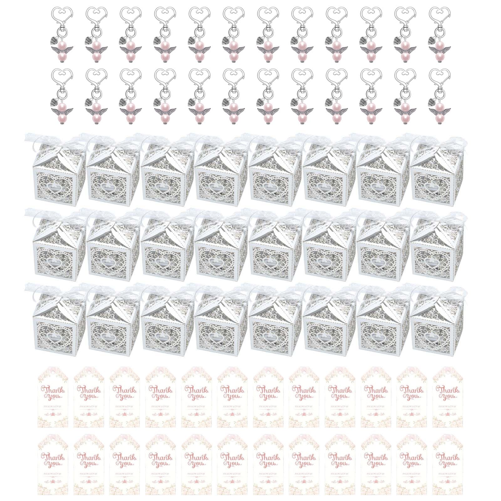 Buxuaaaa Unique Wing Keychains Favor Elegant Wing Keychains Collection Souvenirs for Celebration with Organza Gift Pouches Religious Keyring