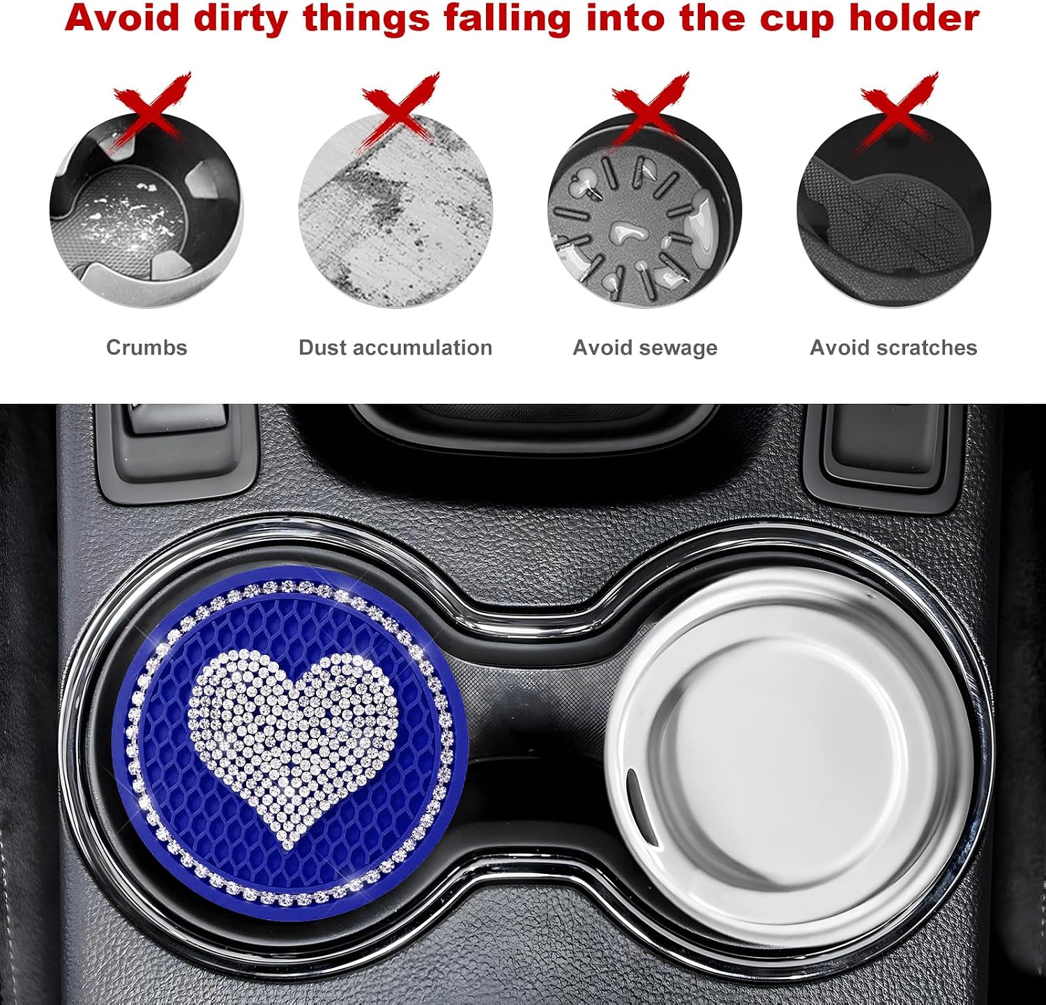 2 PCS Car Cup Coaster, Auto Cup Holder Insert Coaster (Blue) image 5