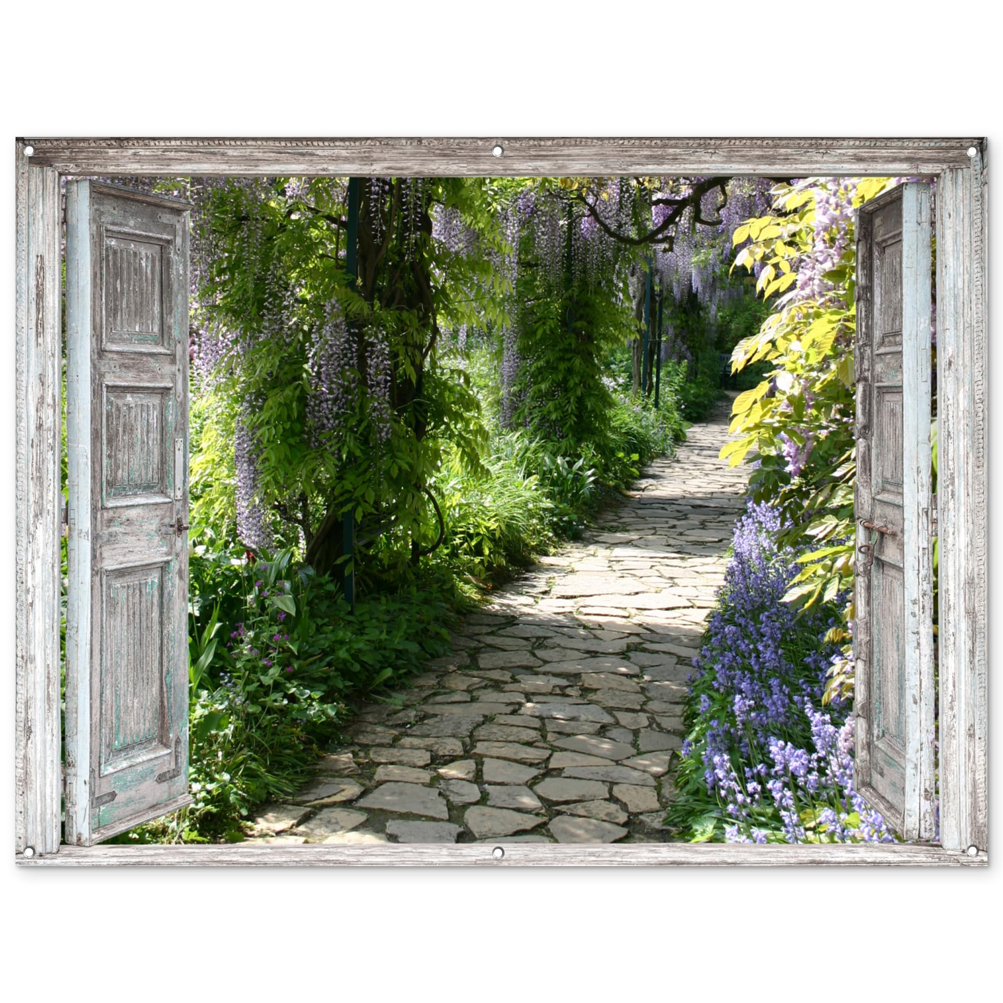 MuchoWow© Garden Poster 62"x47" / 160x120 cm Outdoor Wall Decor Art Posters Decorations For Gardens Balcony Accessories Outside Decoration Vista - Forest - Stones - Spring — image 1