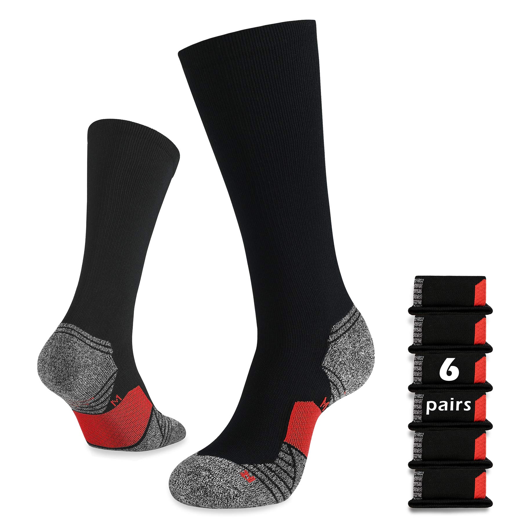 WANDER 3-6 Pairs Men's Athletic Run Cushion Over-the-Calf Tube Socks