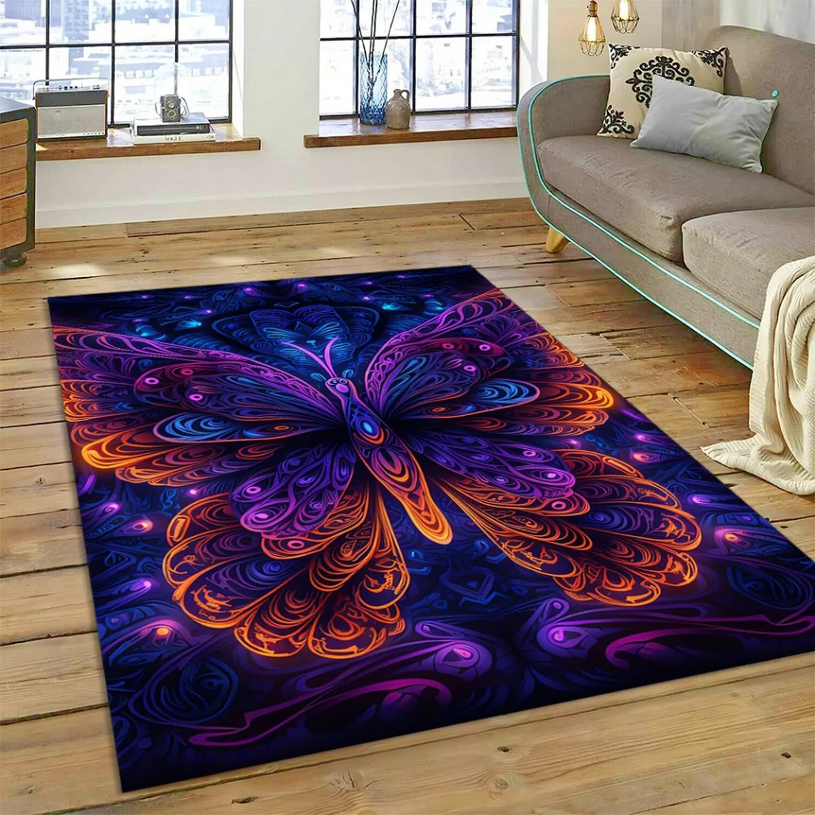 Tapis salon lavable et antidérapant, fini les glissades avec ce tapis doux fleurs 3D
