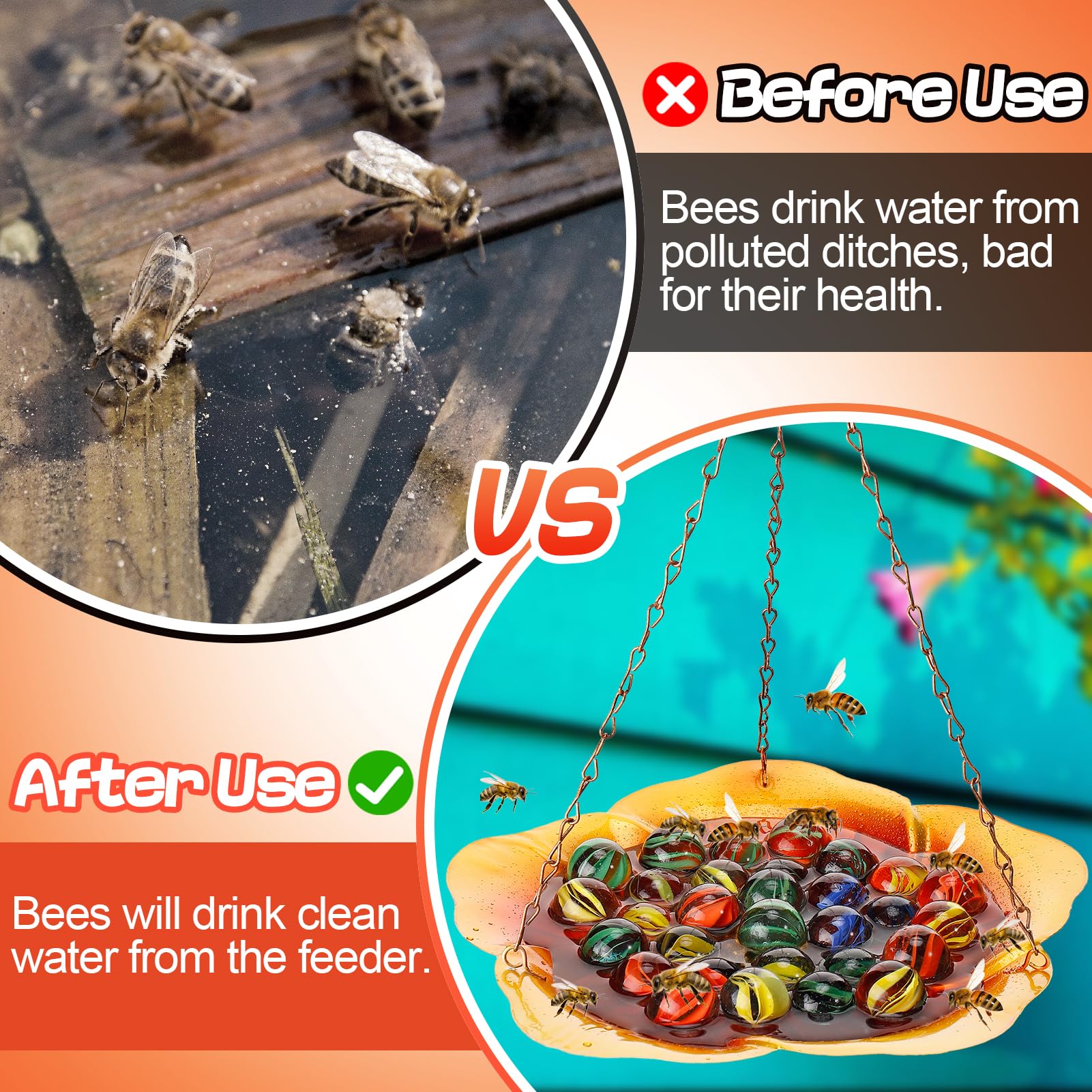 Tandefio 1 Mangeoire à Abeilles Avec 30 Billes En Verre