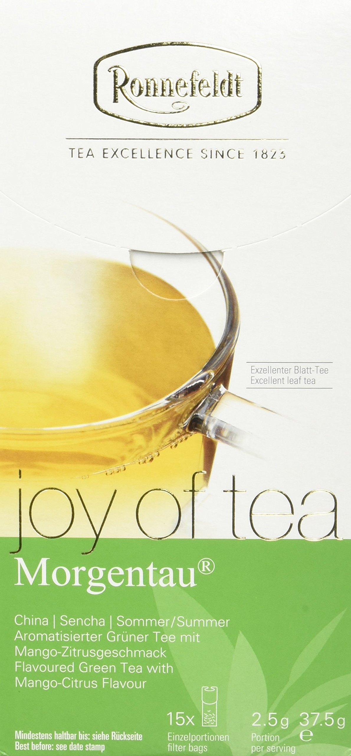 Ronnefeldt Morgentau "joy of tea" - Grüntee mit Mango - Zitrusgeschmack, 2er Pack