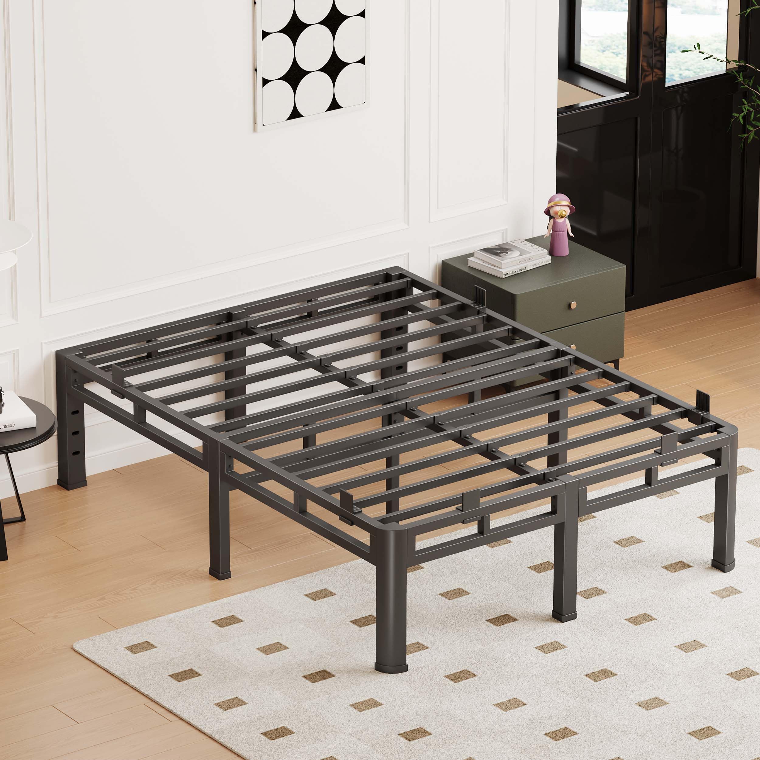 Anyroom Full Size Bed Frame, 16 Inch Heavy Duty Double Layer Platform, Black