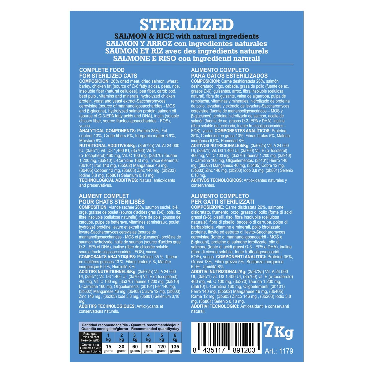 Arquivet-Original - Sterilized - Sterilized karma dla kotów - łosoś i ryż - 7 kg