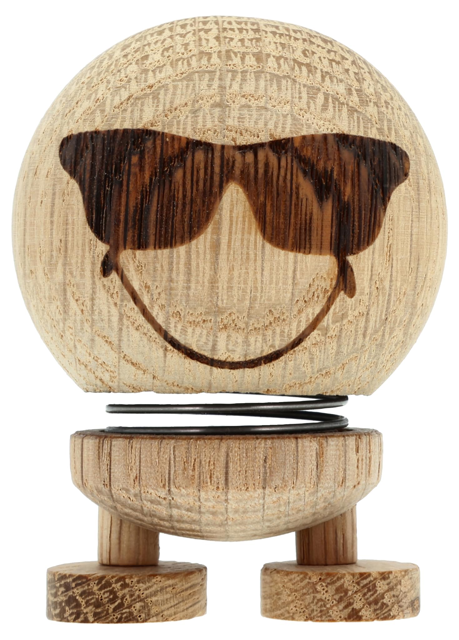 Hoptimist Smiley Cool Wackelfigur & Glücksbringer aus Holz, Deko Skandinavisch, Wohnzimmer & Schreibtisch Deko, Büro Gadgets, Tolle Kleine Geschenke, 5 x 5 x 8 cm, Small, Raw Oak