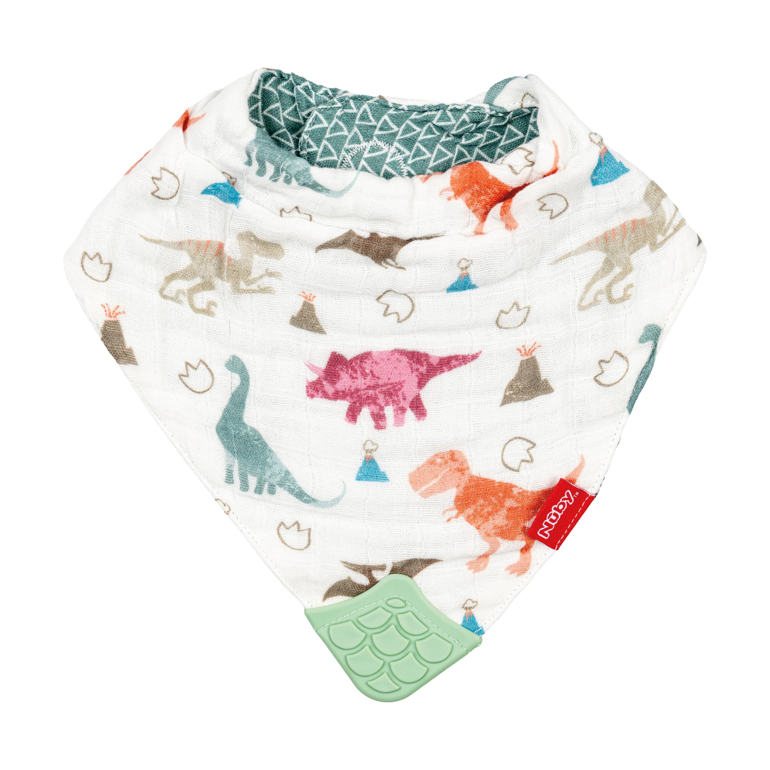 Nuby - Babero reversible de 3 piezas de muselina 100% algodón natural Green/Grey/Blue Talla:Count of 3