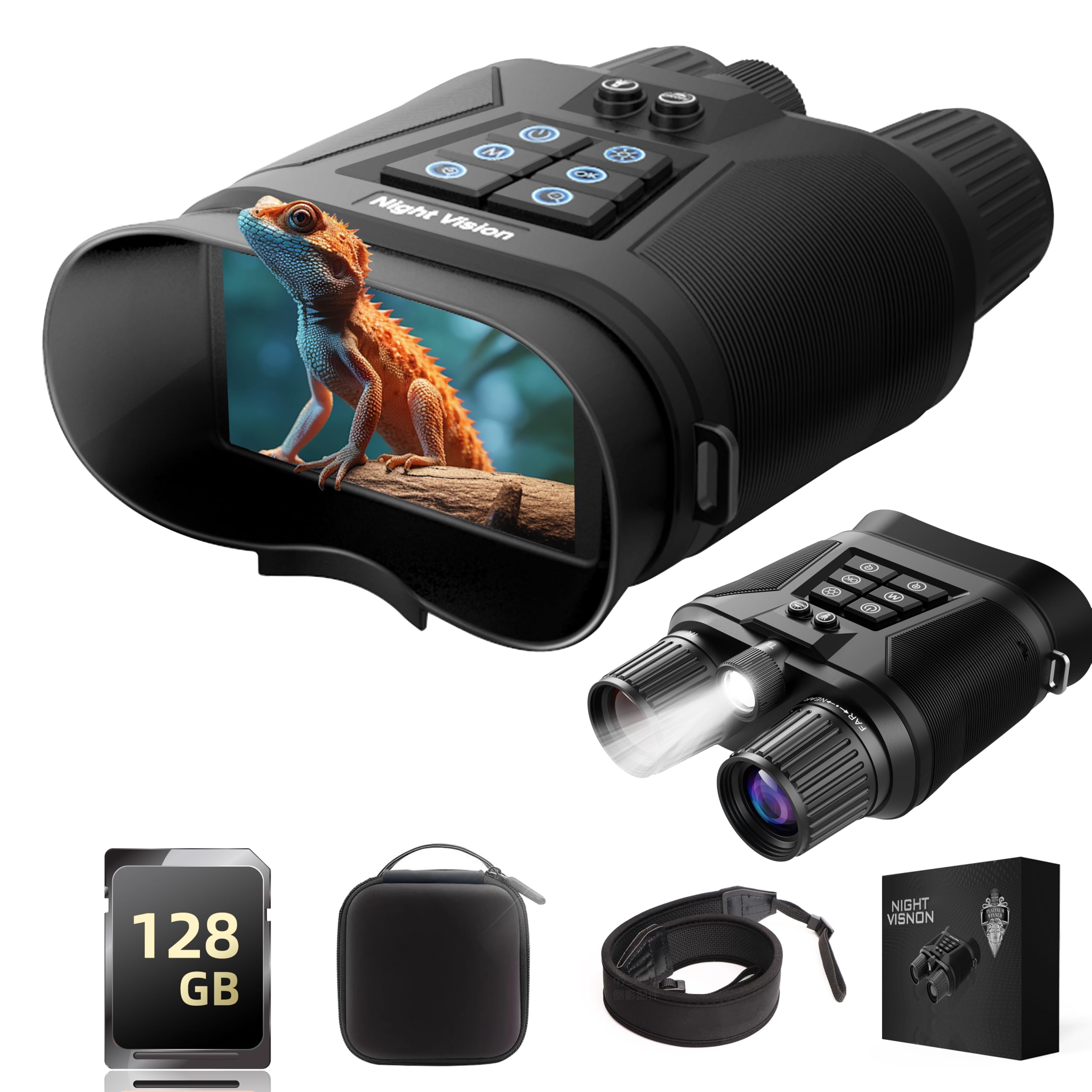 TINSOL Night Vision Goggles, 4K HD Night Vision Binoculars for Adults, 128GB Card for Photo and Video, 5000mAh Battery, 1968FT and 850nm Infrared Binoculars for Outdoor Enthusiasts and Animal Watchers