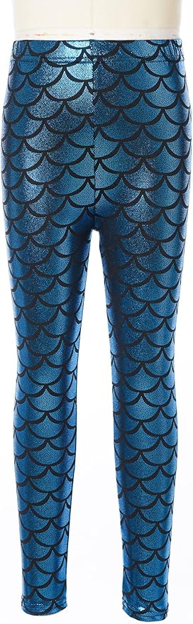 Ladies Fish Scale Mermaid Metallic Shiny Stretch Leggings Trousers Disco Pants E - Foto 5