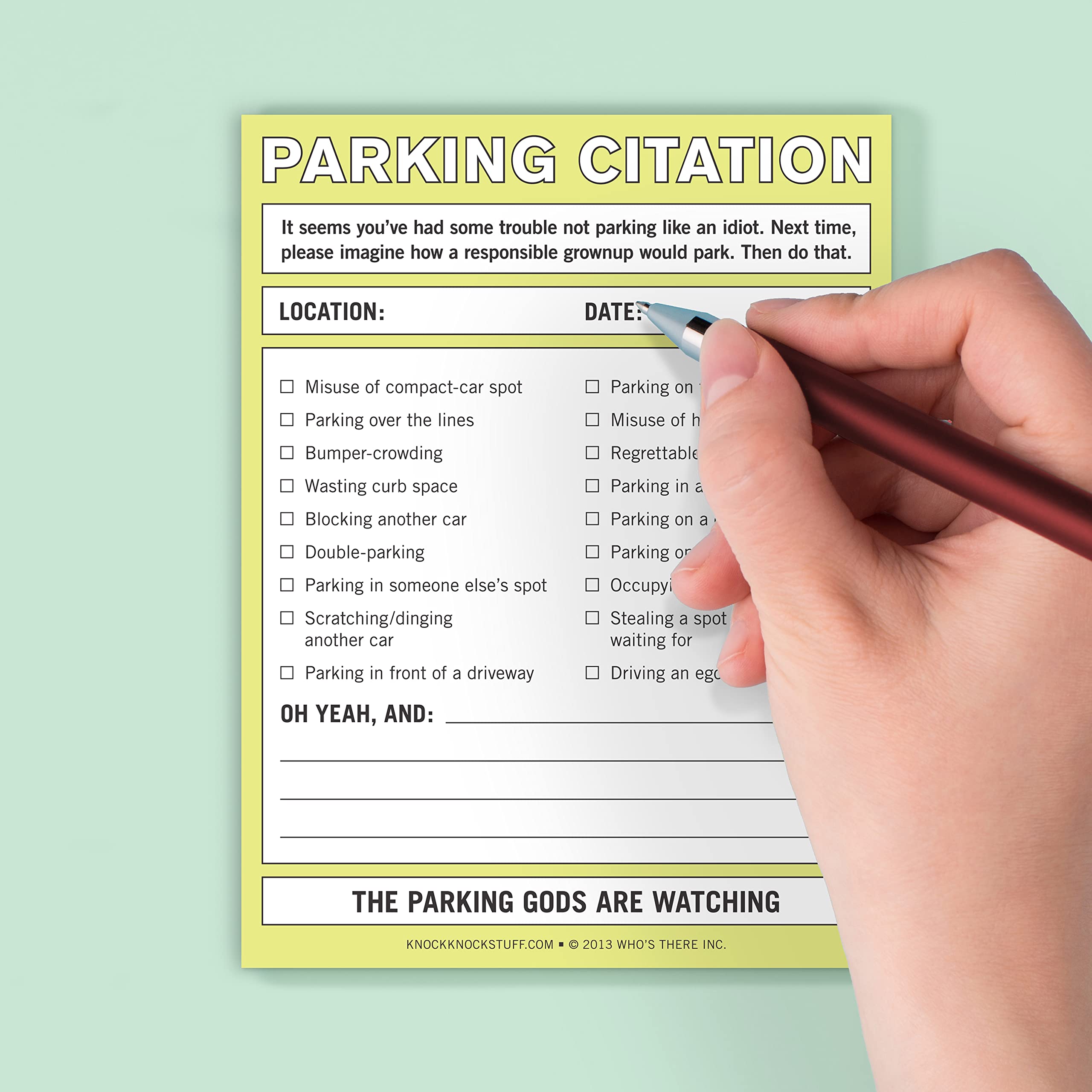 Knock Knock Nifty Note Pad, Parking Citation + Free Shipping