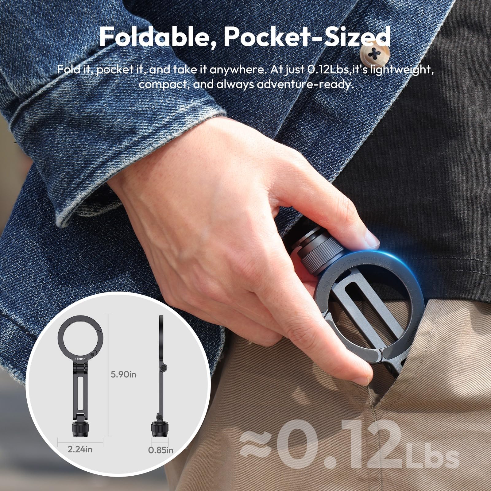ULANZI MA07 Soporte Magnético para Trípode de Teléfono MagLock con Zapata de 1/4", Adaptador de Aluminio con Ángulo Ajustable Magsafe para iPhone/Android/Cámara/Luz/Trípode