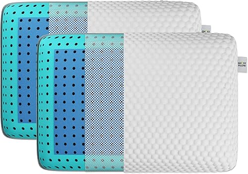 GhostPillow almohadas de espuma viscoelástica de gel tamaño queen 2 unidades Blanco Paquete de 2 GhostPillow almohadas de espuma viscoelástica de gel tamaño queen 2 unidades Blanco Paquete de 2