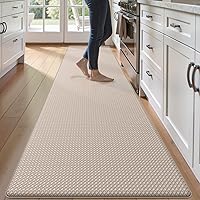 Vista 22 de Tapetes de cocina acolchados antifatiga, 17 x 95 pulgadas, largo, impermeable, acolchado de espuma viscoelástica para estar de pie, color azul