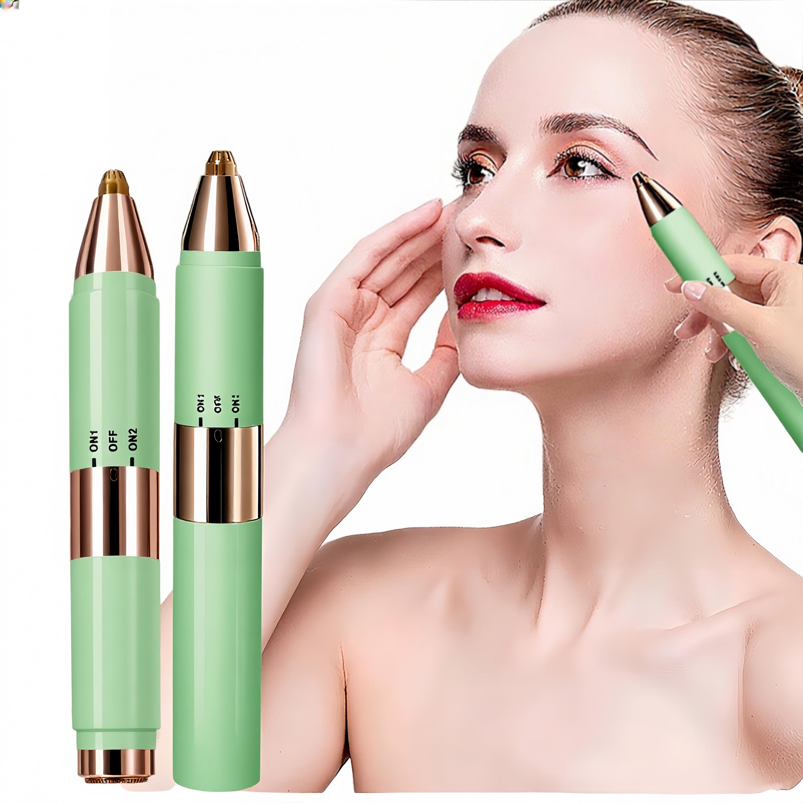 Eyebrow &amp; Facial Trimmer, 2 in1 USB Rechargeable Facial Hair Removal &amp; Eyebrow Shaver - Body Razor for Women (Green)