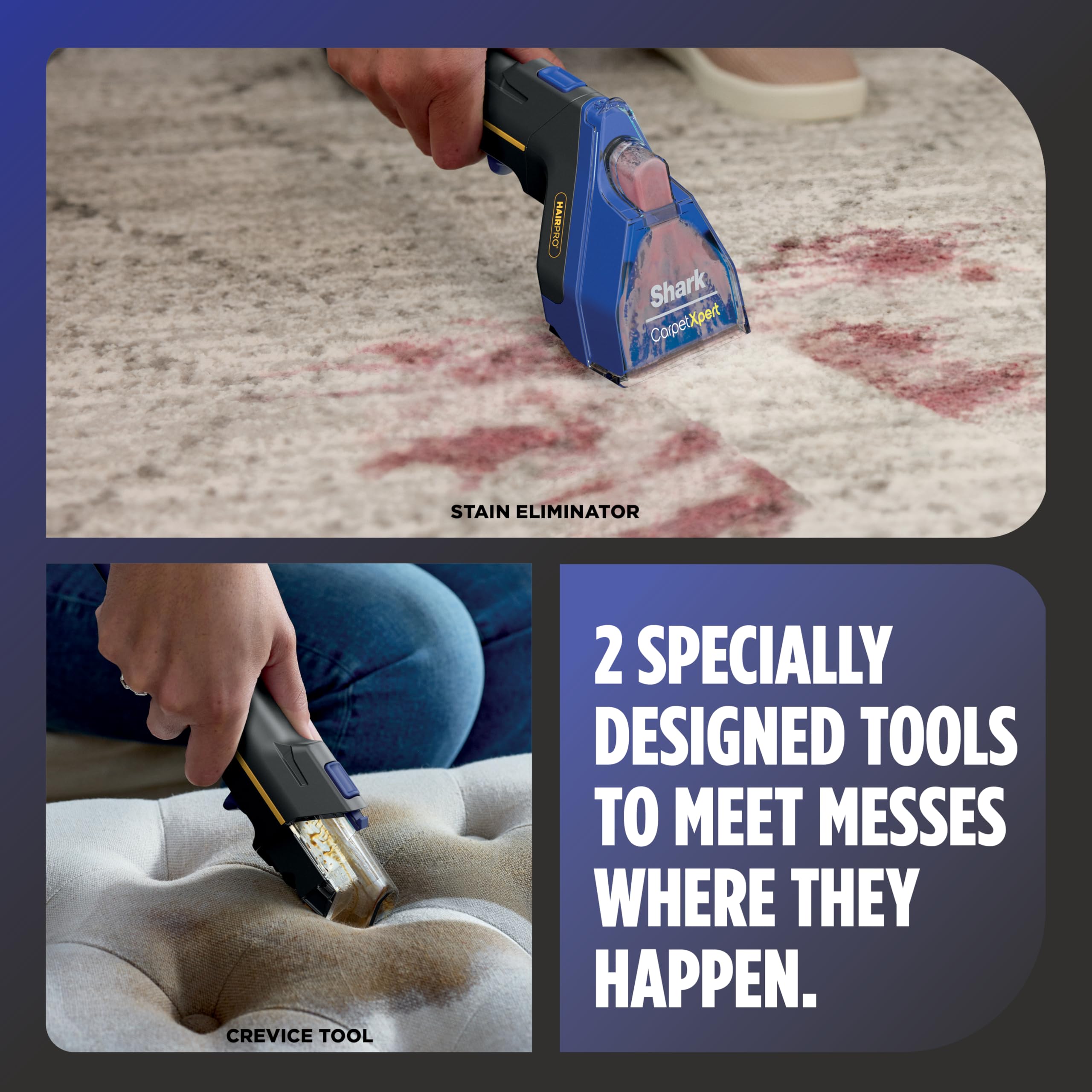 Shark CarpetXpert HairPro - Limpiador vertical integrado para alfombras y tapicería, perfecto para mascotas, limpieza profunda, removedor de manchas y olores, recogida de pelo, champú de alfombras,