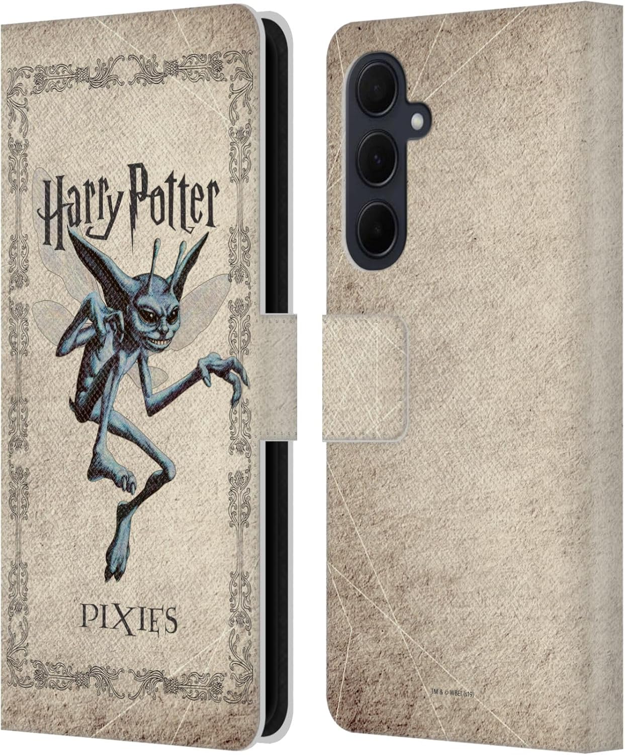 Head Case Designs Officially Licensed Harry Potter Cornish Pixies Creature Chamber of Secrets II Leather Wallet Case Compatible with Samsung Galaxy A35 5G