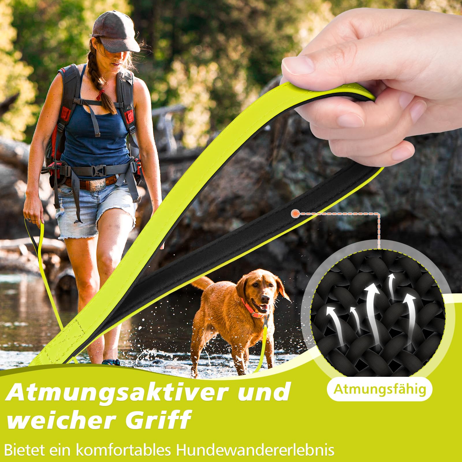 X XBEN Guinzaglio Addestramento per Cani 3M-30M, Con Maniglia Imbottita, Lunghina PVC, Impermeabile, Gommato, Resistente per Tutti i Cani