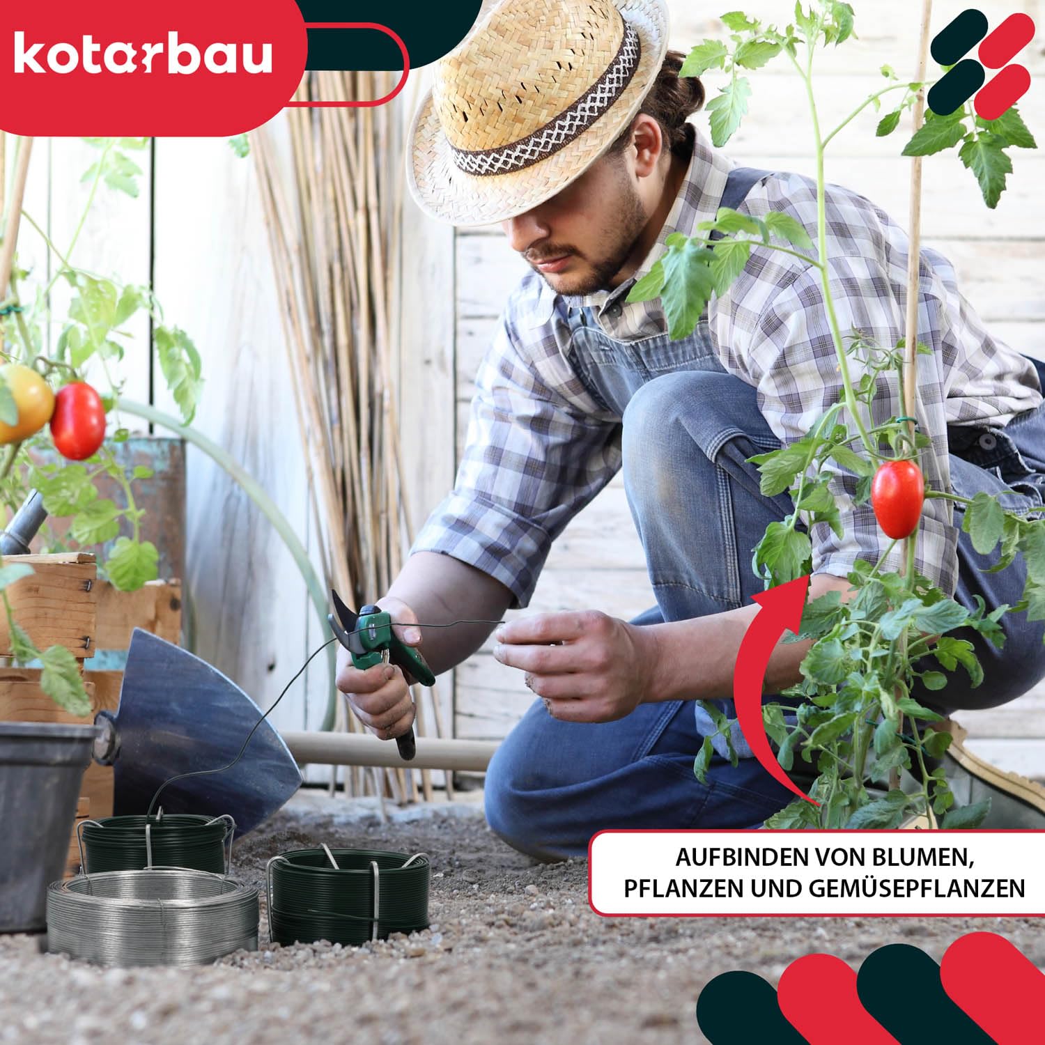 KOTARBAU® Drut ogrodowy o średnicy 1,1 mm, długość 50 m, z PCW, drut łączący srebrny, do kwiatów, roślin, DIY, zwijany