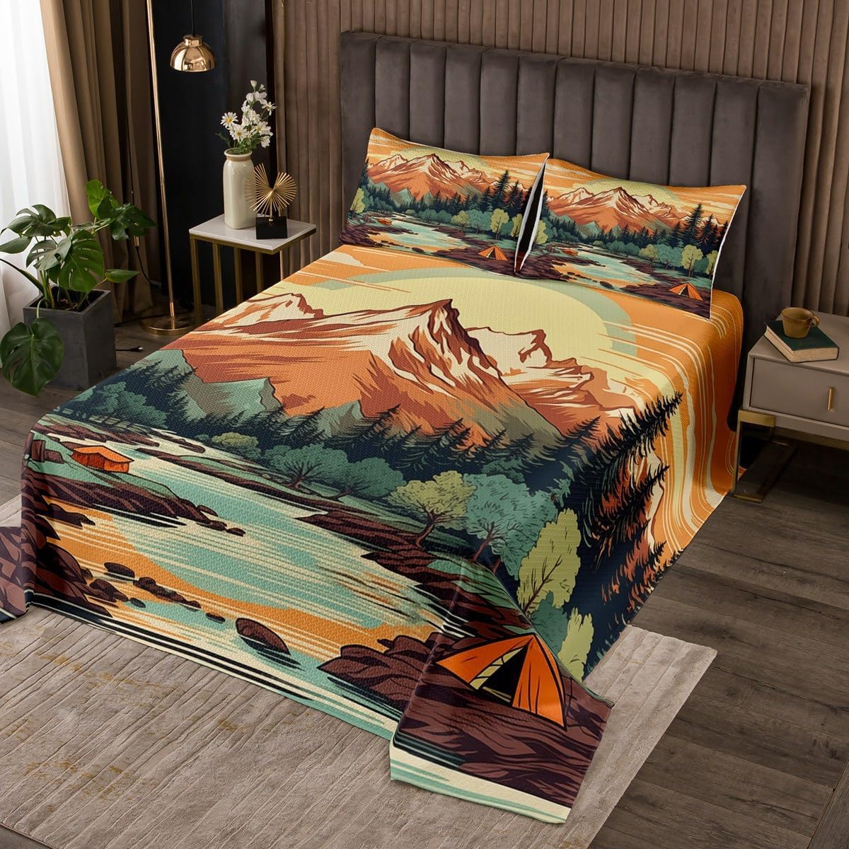 Homewish Colorful Flower Bedspread Queen Size,Happy Easter Eggs Bedding Set for Kids Boys Girls Room Decor,Floral Botanical Natural Theme Quilt 3Pcs,Black Cartoon Fashion Coverlet Set,2 Pillowcases