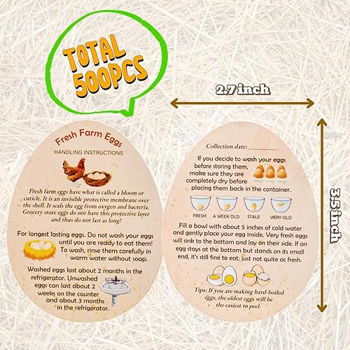 Miniatura 8 de 250 tarjetas de instrucciones de manejo de huevos frescos de granja de alta calidad  2.7 x 3.5 pulgadas  Sellos de huevos para el cuidado de los