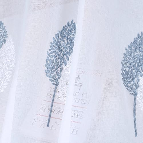 Miniatura 5 de VOGOL Cortinas de panel de puerta con patrón de hojas, cortina de puerta francesa semitransparente con textura de lino para puerta de cristal,