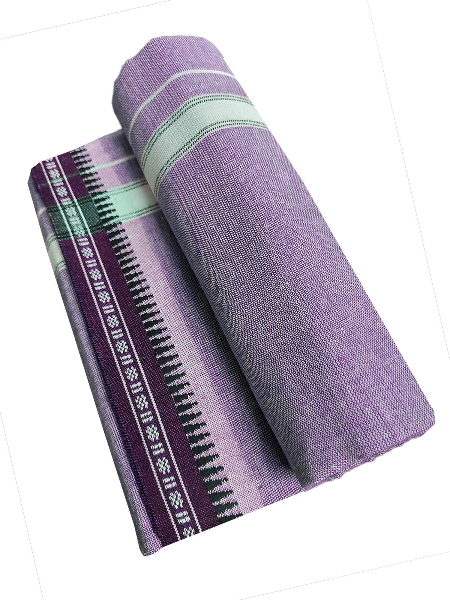 Prakasam Cotton Mens Single (1.28 X 2.25 Mtrs) Colour Thalapathi Border Dhoti/Fine Quality Single Jumbo Size Dhoti (Purple)
