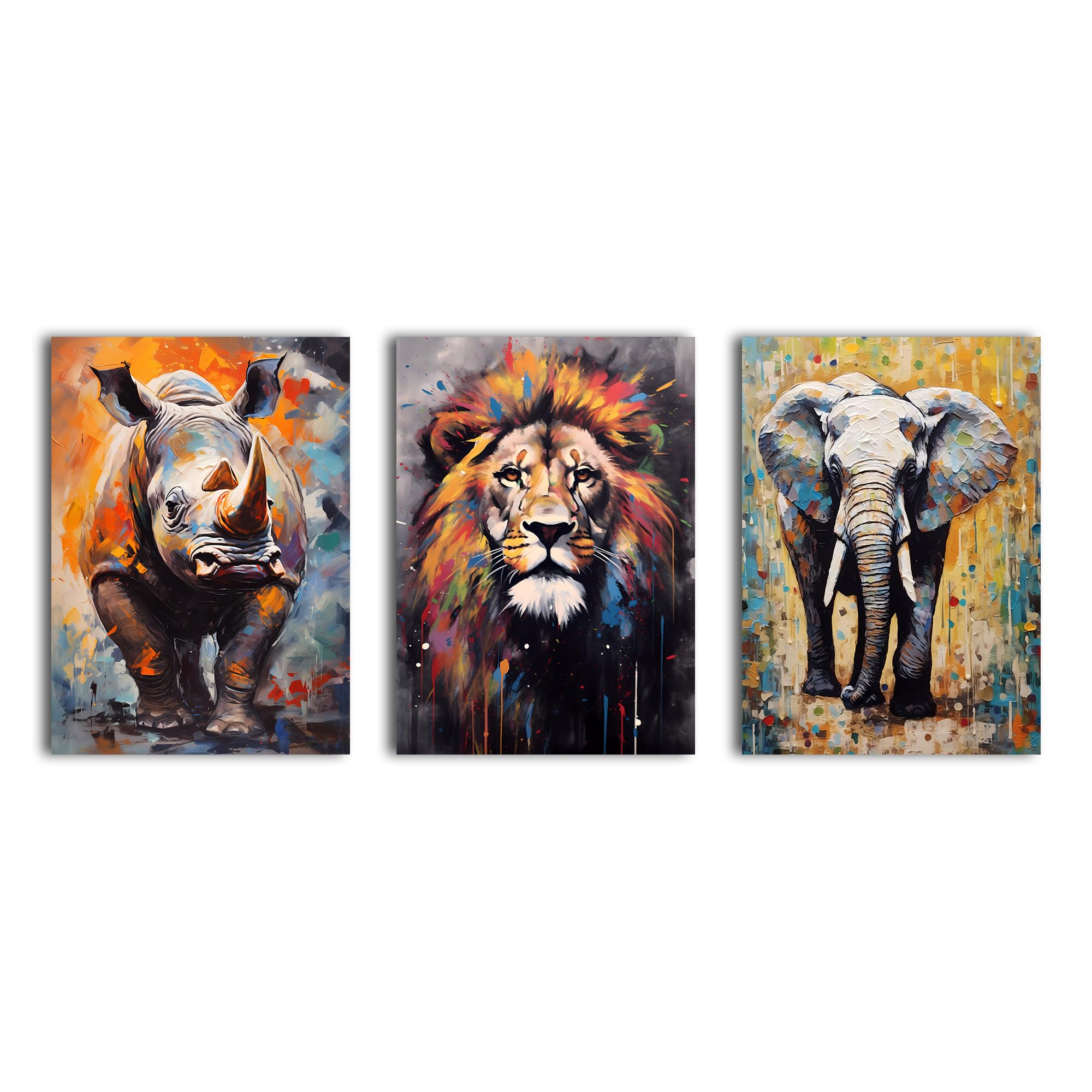 simpa 3 Panel Canvas Wall Art – African Animals – Framed & Stretched Artwork for Home, Living Room, Office Décor
