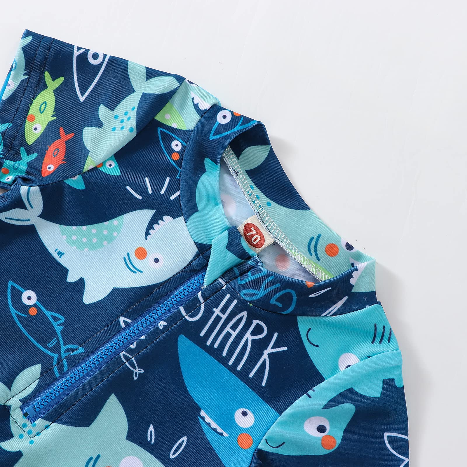 Baby Boy Swimming Costume Baby Swimsuit 3 6 12 18 Months Infant Toddler Boys Swimwear Rash Guard Zipper One Piece Short Sleeve Beach Bathing Suits Wetsuit — view 5