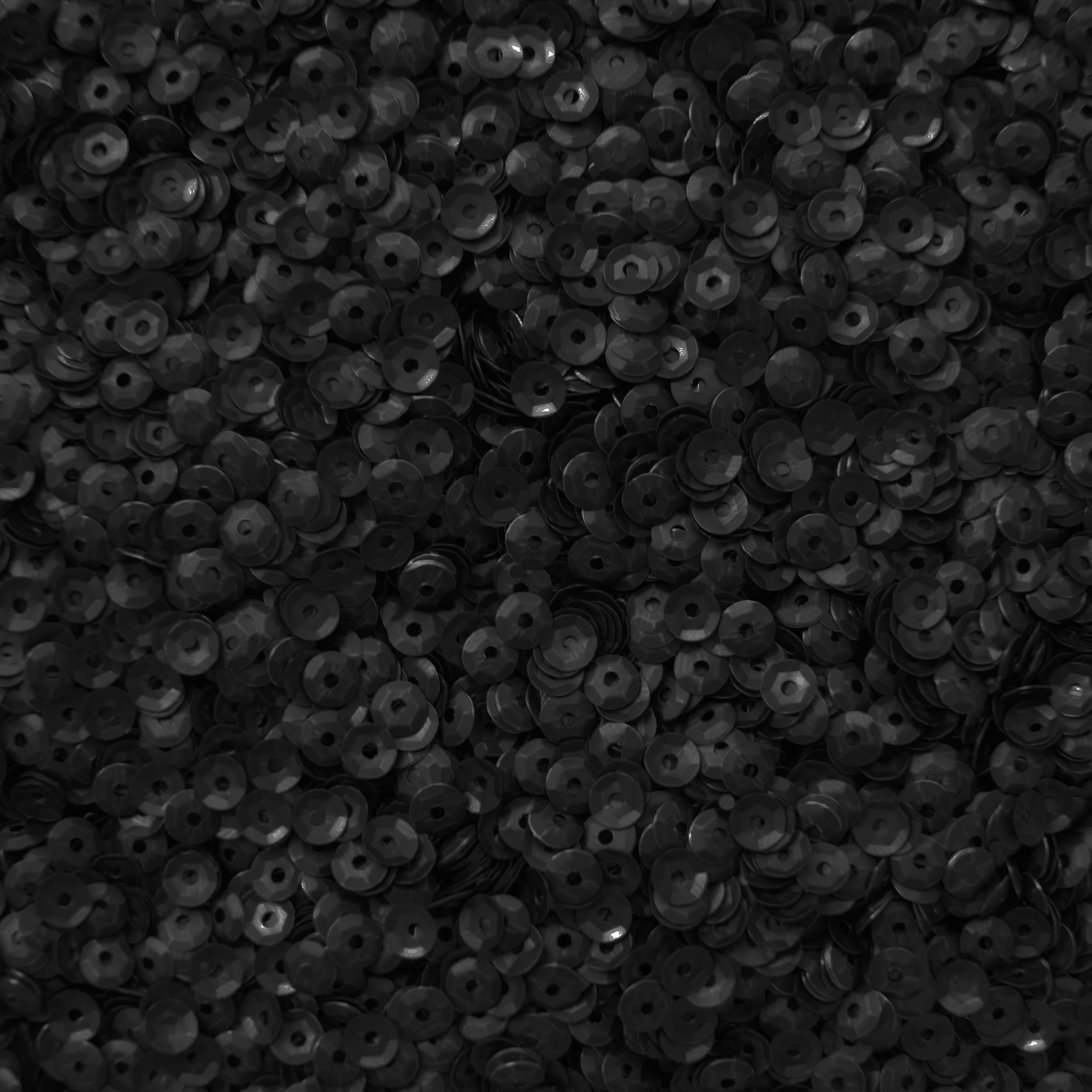4mm Cup Sequins Black Matte Silk Frost Made in USA Loose for Embroidery, Embellishment, Sewing, Fibe
