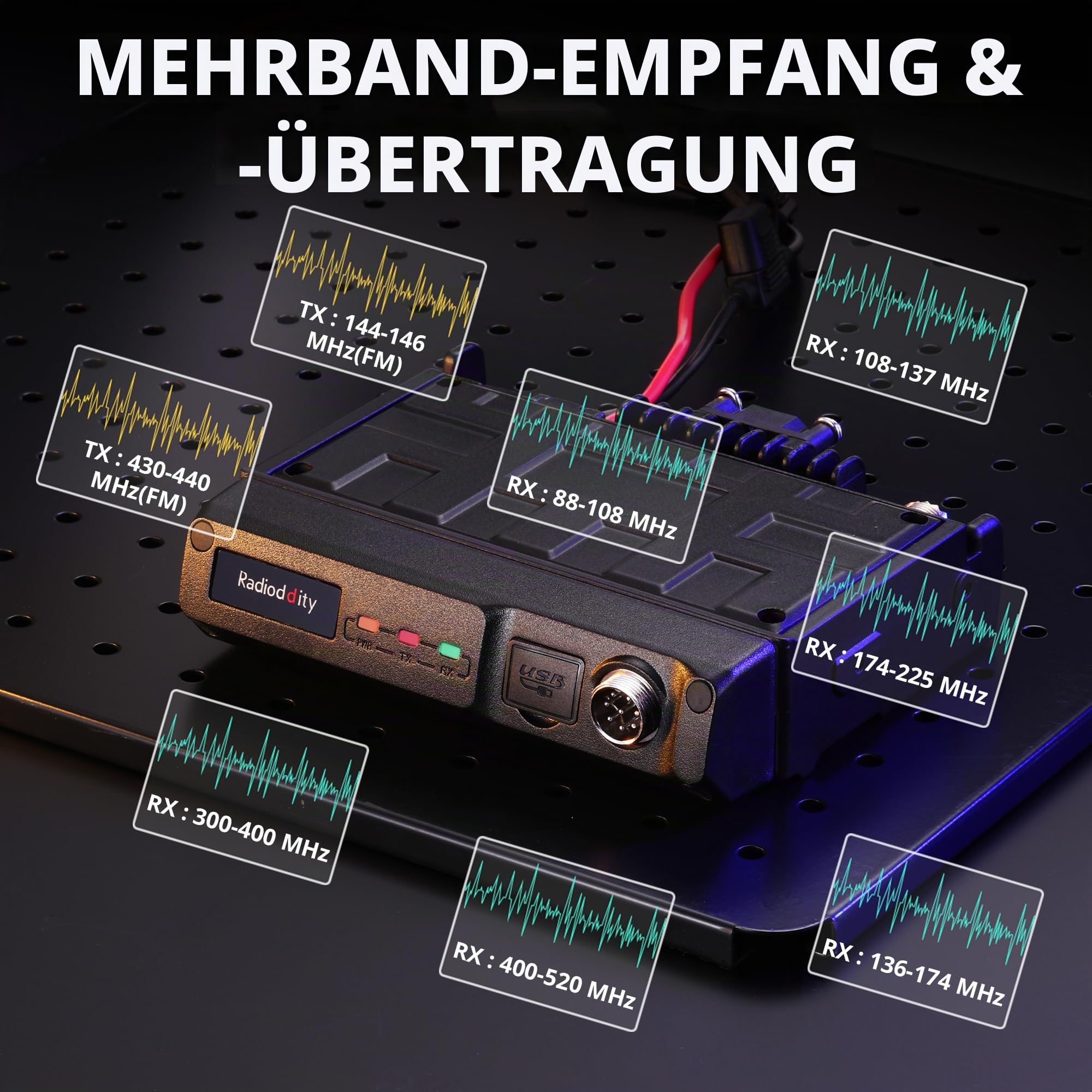 Radioddity DB50-B 50W Dualband-Mobilfunkgerät, VHF-UHF-Amateurfunk-Transceiver mit BT KISS TNC, APP-Programmierung, GPS und APRS für Offroad, LKW-Transport und Notfälle
