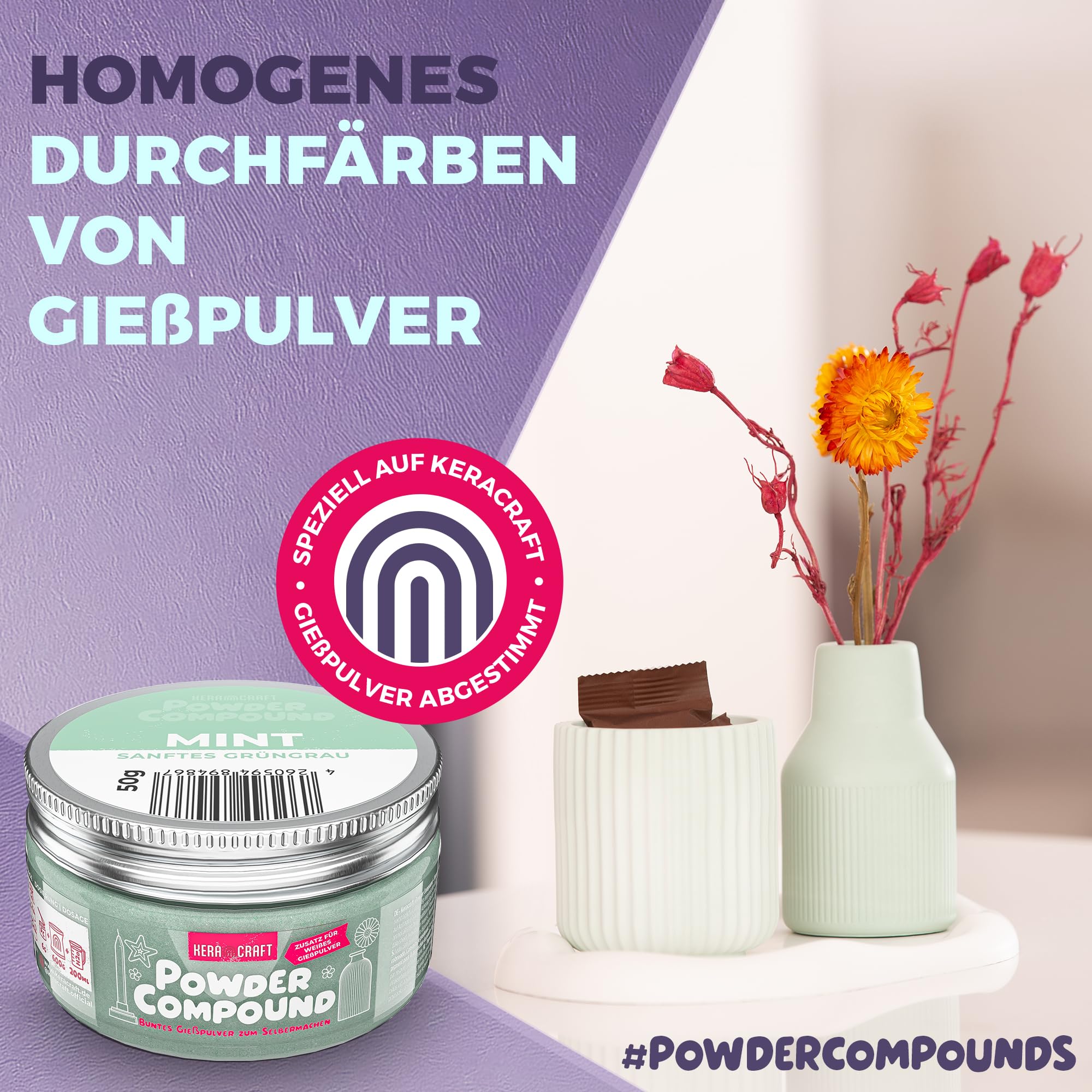 KERACRAFT Powder Compound Tester-Set No. 1 6x50g für buntes Gießpulver
