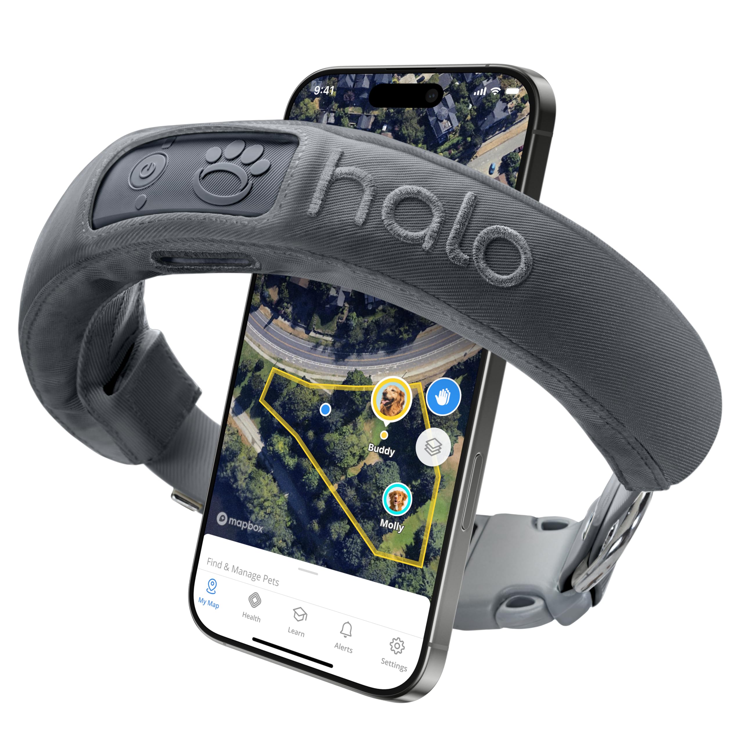 Halo Collar 3, Multifunctional GPS Wireless Dog Fence & Dog Training Collar with GPS Tracker, Subscription Required, Waterproof, Graphite (Medium/Large)