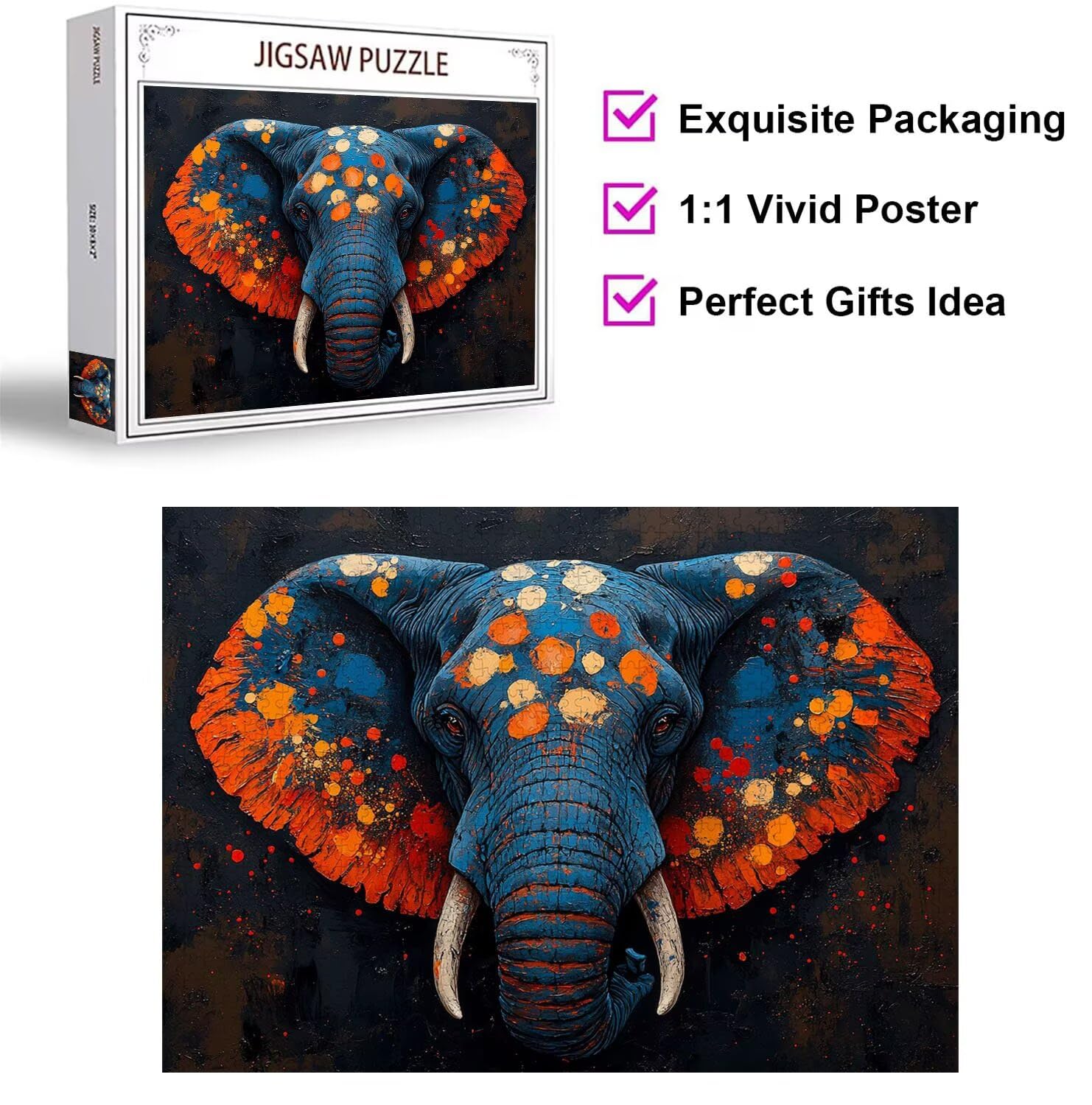Puzzle 6000 Pezzi Elefanti Puzzle Classici per Gioco Familiare, n-88 | Impossibile Puzzles, Intrattenimento Creativo, Rilassamento e Intelligence, Regalo per Amore e Amico, Home Decor, astratto
