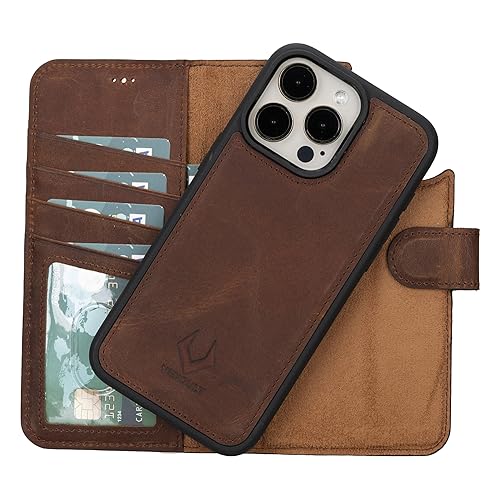 VENOULT Galaxy S22 6.2" S22 Plus 6.7" S22 Ultra 6.8" Detachable Wallet Case for Man or Women Genuine Leather Magnetic Folio Case, Handmade Flip