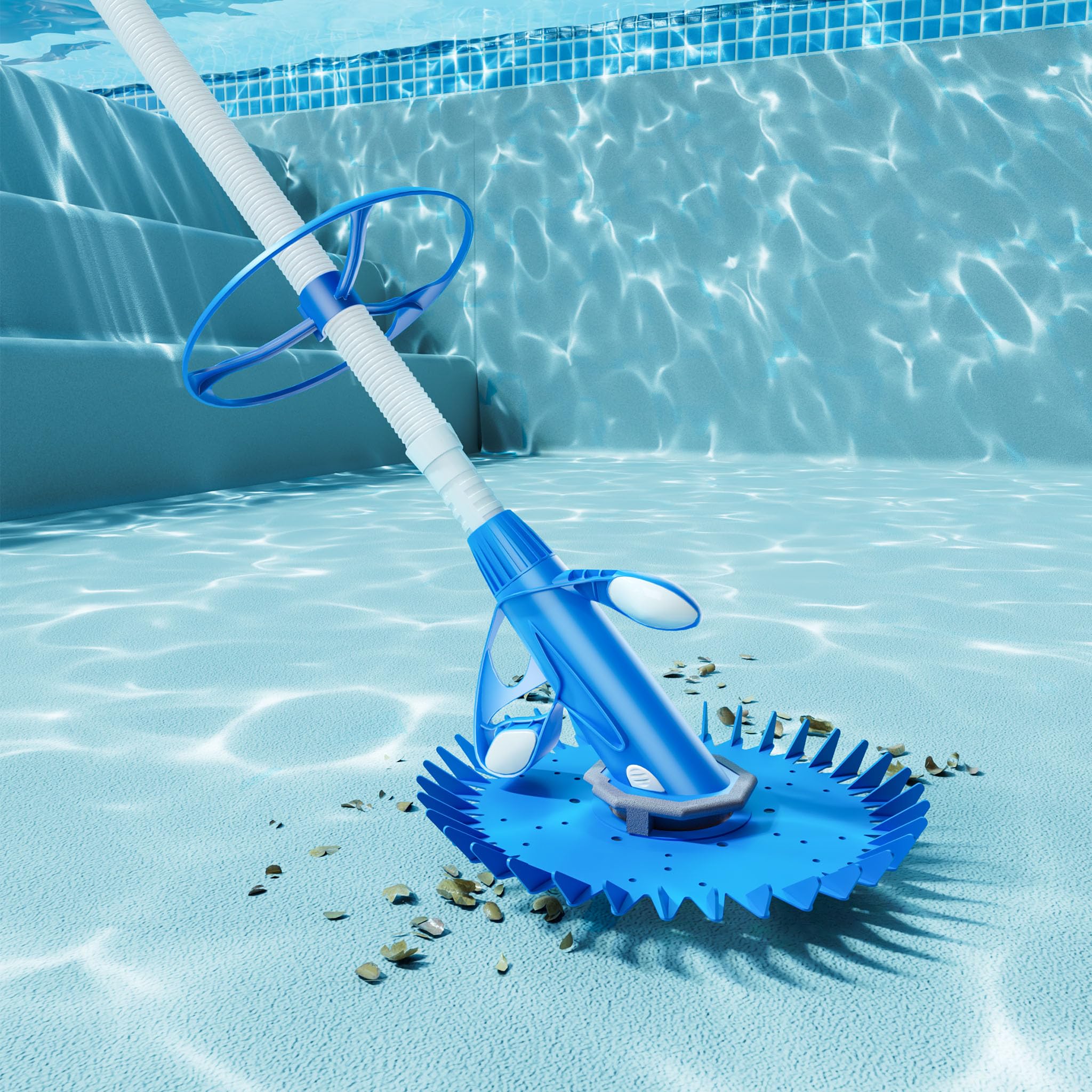 Wiltec Balai Automatique de Piscine – 830 x 440 x 185 mm – 5000 l/h – pour 8 x 4 m Max. – avec 12 tuyaux Inclus pour Nettoyage Pool – Aspirateur Nettoyeur de Sol Robot Filtration Écumeur