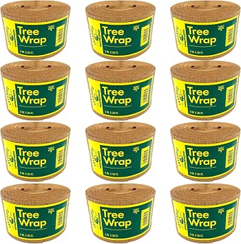 Treekote 3" x 50 Tree Wrap - 12 Pack - Weather Resistant Tree Protection - Tree Trunk Wrap for Frost, Sun and Moisture - Tree Guard for Fruit Trees, Shrubs and Saplings