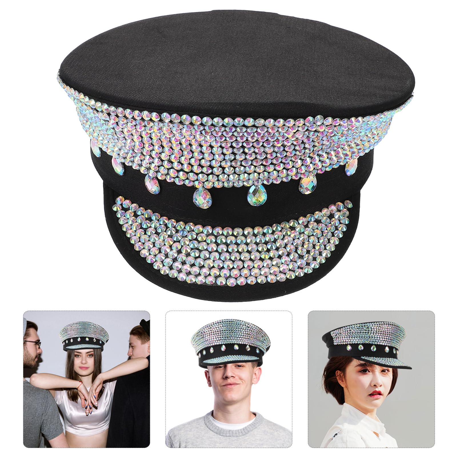 LIFKOME Berretto della Marina Cappello da Roccia per Yacht Cappello da Pirata da Festa Cappelli Pazzo a Cilindro Adulto Fedora Caps Poliestere Silver
