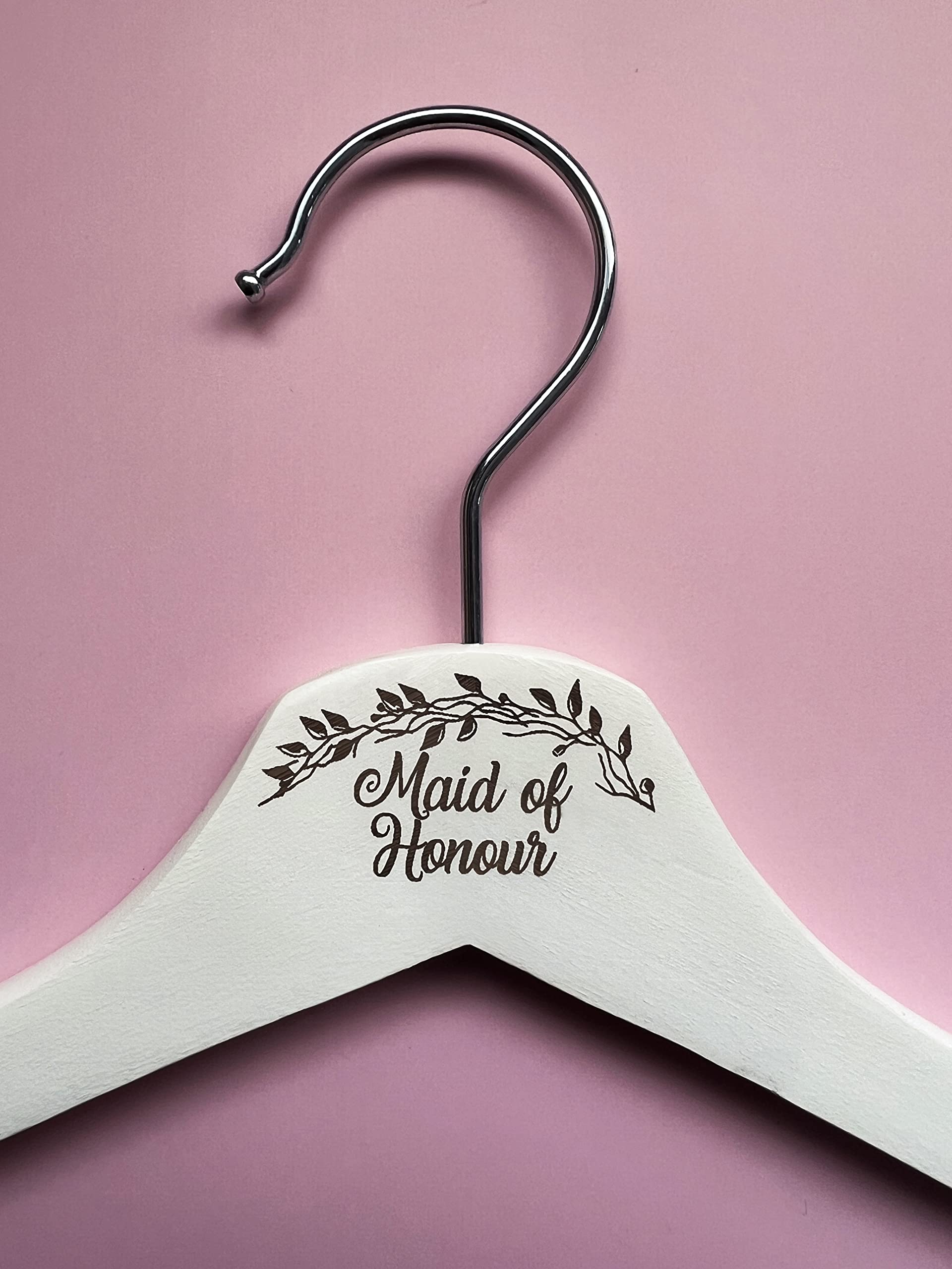 Wooden Wedding Coat Hanger. Laser Engraved Bridal Hangers. Wedding Day Gift. Anniversary Hanger Gifts (Maid of Honour)