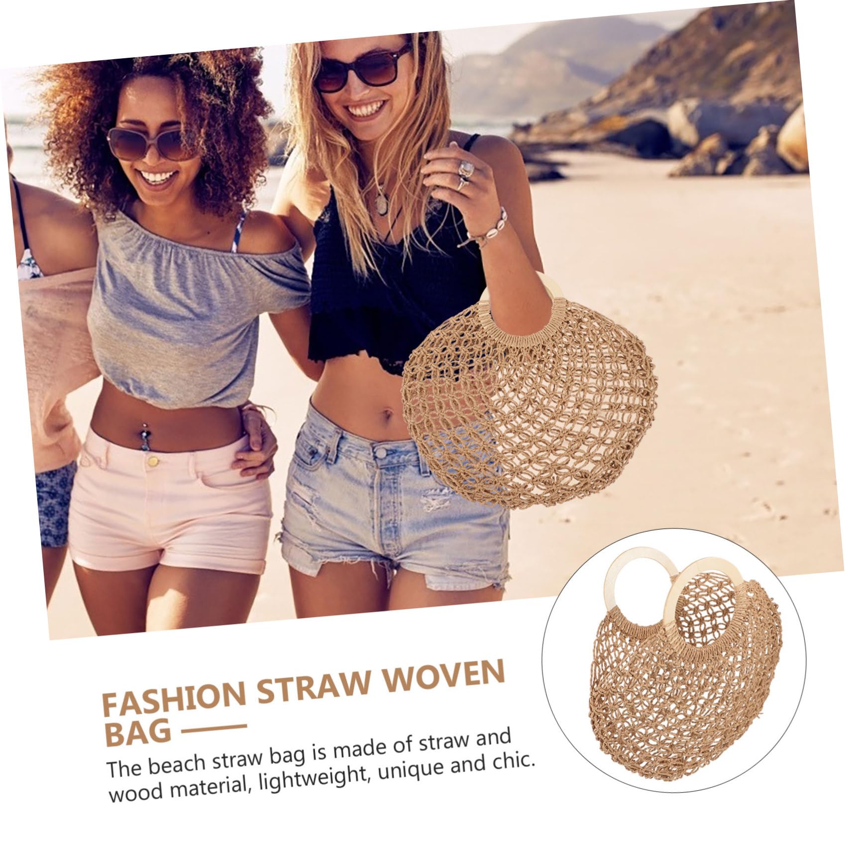 2piezas Bolso De Playa De Para Mujer Tote De Verano Bolso De Mano Mano Para Viajes y Compras