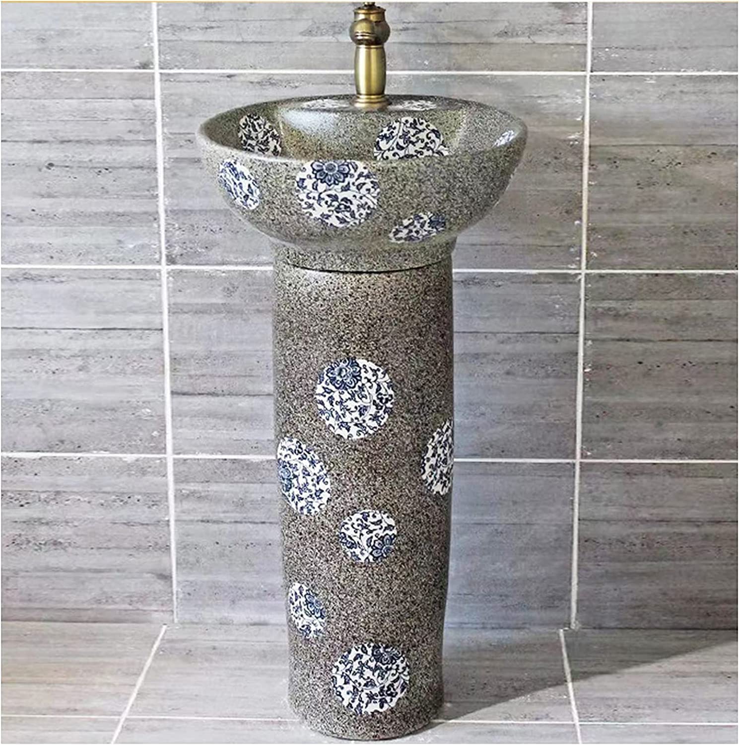 OLSKFUH Freestanding Pedestal Sink Floor Standing Art Sink Freestanding Pedestal Bathroom Sink, With Pedestal Hard And Easy To Clean Floor Standing Basin Unit For Indoor And Outd,K