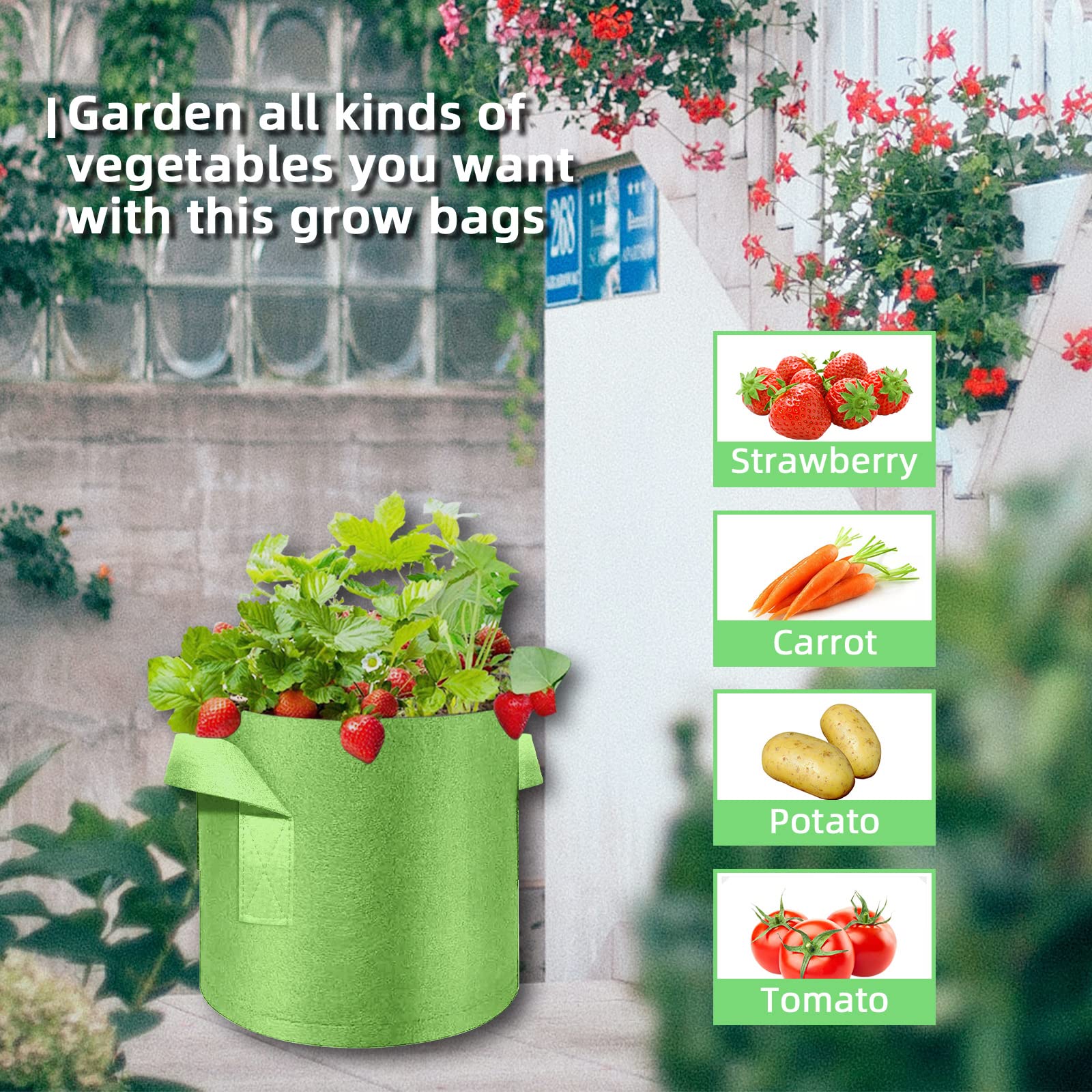 Lot de 30 sacs de culture en tissu non tissé avec poignées, 30 litres, pots de fleurs en tissu non tissé pour légumes, fleurs, pommes de terre (vert)