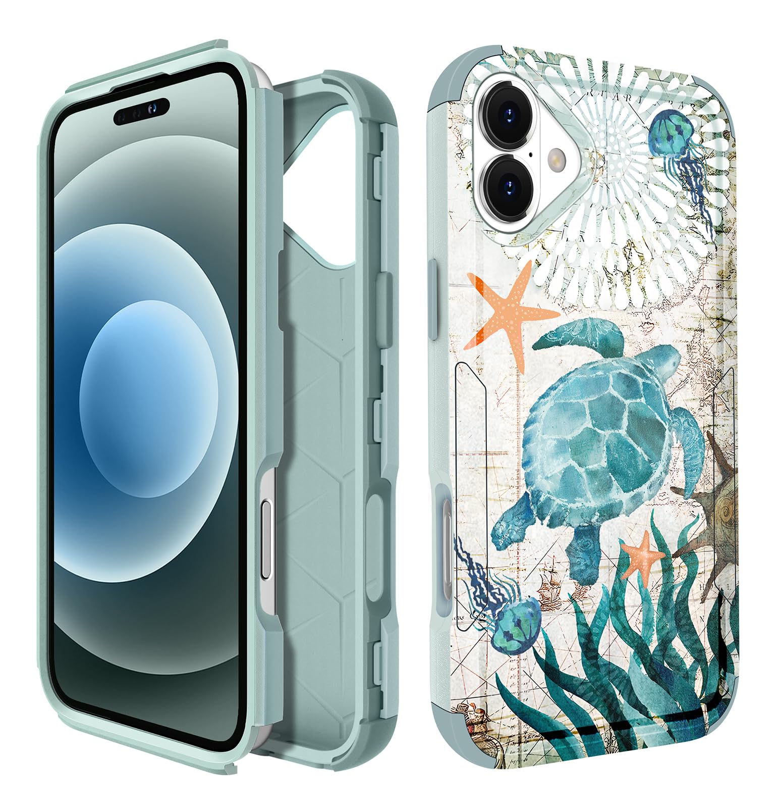 Coque iPhone 17 antichoc tortue de mer évite les bris d'écran