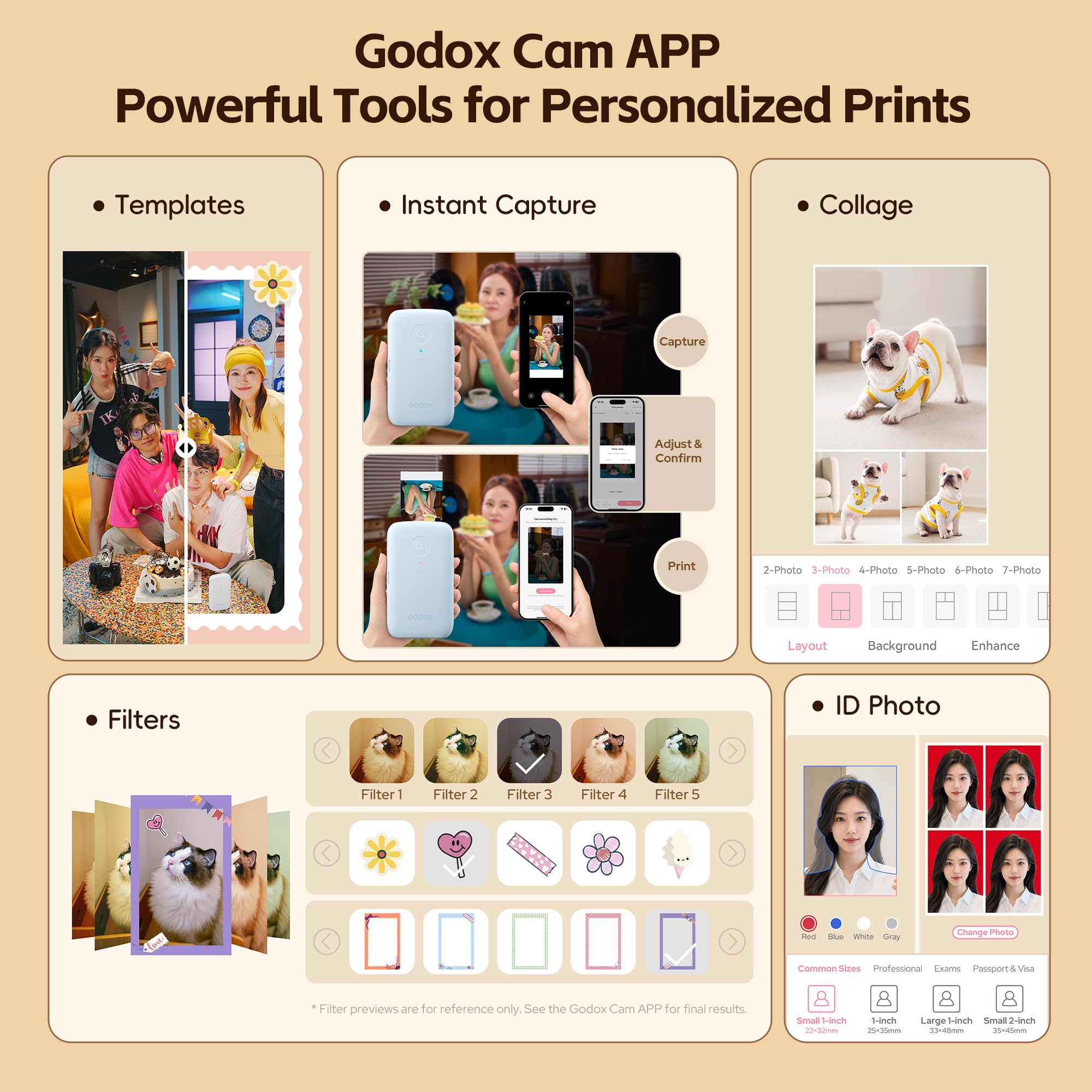 Godox Mini stampante fotografica portatile a sublimazione P100, stampante fotografica istantanea wireless Bluetooth con foto laminate, 300 DPI ad alta risoluzione
