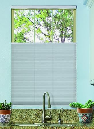 BlindsAvenue Cordless Top Down Bottom Up Cellular Honeycomb Shade, 9/16" Single Cell, Light Filtering, Gray Sheen, Size: 31.5" W x 72" H